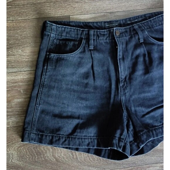 Banana Republic Shorts Womens Size 32 Black Denim High Rise Fit Mom High Waisted - Picture 3 of 9